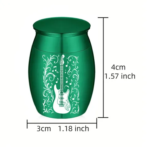 Aluminum Alloy Mini Memorial Urn For Pet Human Ashes Guitar Pattern Waterproof Cremation Jar Small Keepsake Funeral Box