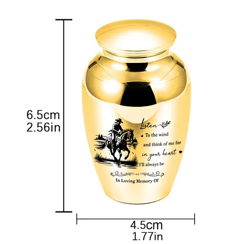 Aluminiumlegierung Haustier Kremierung Urne Gedenken Keepsake Jar Cowboy Muster Wasserdicht Bestattung Asche Casket Für Menschen Haustiere
