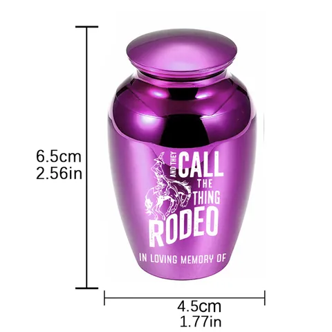 Aluminum Alloy Pet Cremation Urn For Memorial Small Keepsake Jar With Cowboy Rodeo Pattern Metal Memorial Ashes Casket