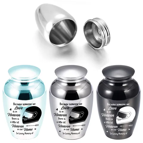 Aluminum Alloy Small Cremation Urn For Pet Human Ashes Keepsake Memorial Jar Motorcycle Helmet Pattern Funeral Ash Holder