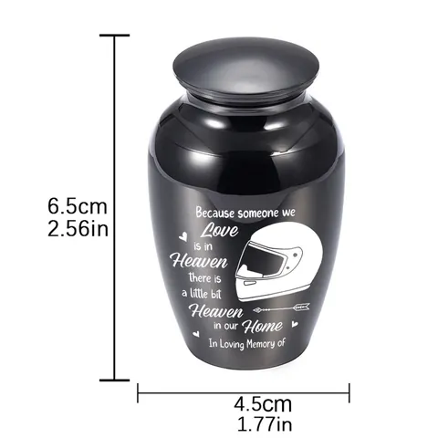 Aluminum Alloy Small Cremation Urn For Pet Human Ashes Keepsake Memorial Jar Motorcycle Helmet Pattern Funeral Ash Holder