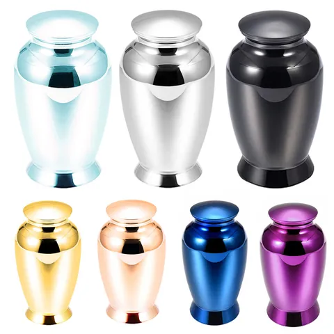Small Cremation Urn For Human Ashes Or Pets Aluminum Alloy Memorial Funeral Casket For Relatives Polished Metal Keepsake Jar Home Decor Accents