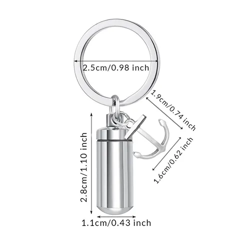 Stainless Steel Memorial Ash Urn Pendant Necklace Cylinder Openable Perfume Bottle Anchor Charm Unisex Jewelry Keychain
