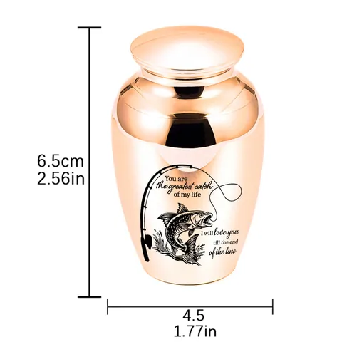 Aluminum Alloy Cremation Urns For Human Ashes Pet Memorial Urns Fishing Pattern Keepsake Small Burial Jar Waterproof Ash Holder