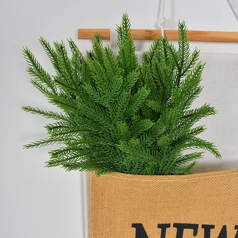 Artificial Norfolk Pine Branch Single Stem Soft Rubber Bundle For Christmas Decoration DIY Floral Accessory Indoor Greenery