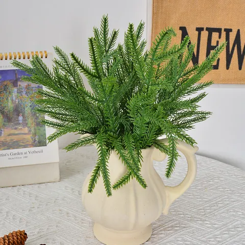 Artificial Norfolk Pine Branch Single Stem Soft Rubber Bundle For Christmas Decoration DIY Floral Accessory Indoor Greenery