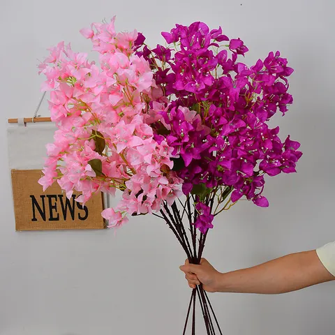 Artificial Bougainvillea Silk Flowers Long Branch For Wedding Home Decoration Fake Plants Multiple Heads Indoor Outdoor Flower Arrangement