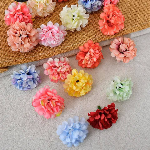 Artificial Chrysanthemum Flower Heads Silk Cloth Multi Layer Ball Flowers For Wedding DIY Bouquet Home Party Decoration