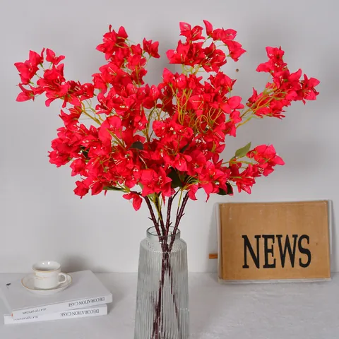 Artificial Bougainvillea Silk Flowers Long Branch For Wedding Home Decoration Fake Plants Multiple Heads Indoor Outdoor Flower Arrangement