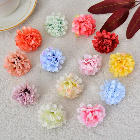 Artificial Chrysanthemum Flower Heads Silk Cloth Multi Layer Ball Flowers For Wedding DIY Bouquet Home Party Decoration