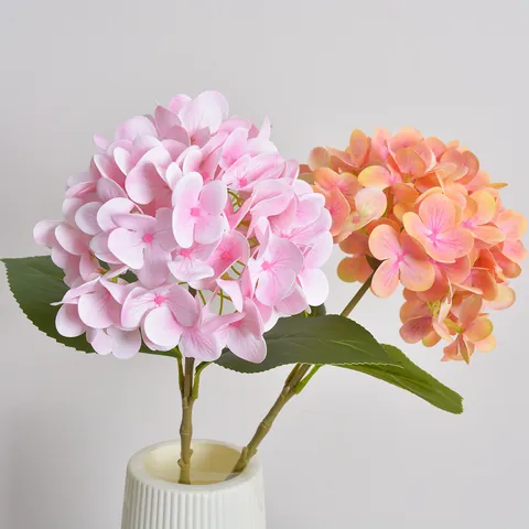 Echtes Gefühl Künstliche Hortensie Seidenblumen Feuchte Haptik Große Blütenköpfe Falsche Stiele Für Hochzeit Zuhause Deko Mittelpunkt