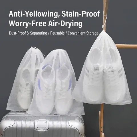 Vliesstoff Staubdichter Schuhbezug Kordelzug Schuhaufbewahrungstasche Reise Schuhe Schutz Anti Vergilbung Organizer