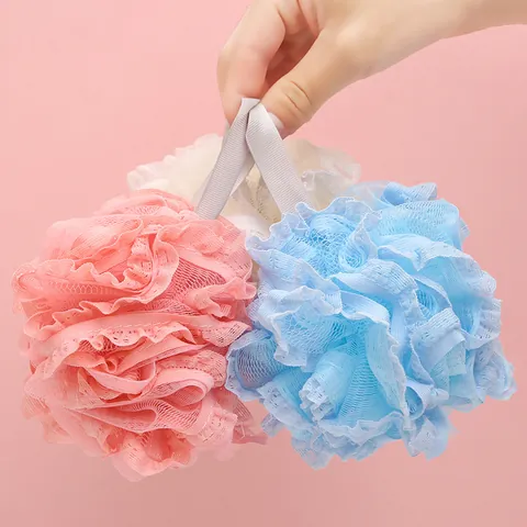 Lace Soft Edge Bath Ball Mesh Loofah Shower Sponge Exfoliating Bath Flower For Adults PE Material Rich Foam Scrubber