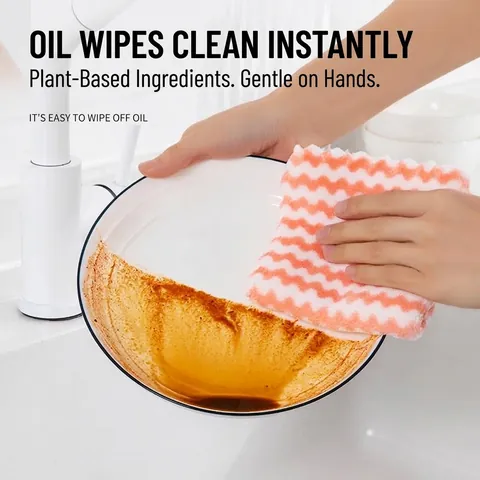 Thickened Wave Pattern Polyester Dishcloth Absorbent Lint-Free Cleaning Cloth For Kitchen Housework Oil Removal Multi-Color