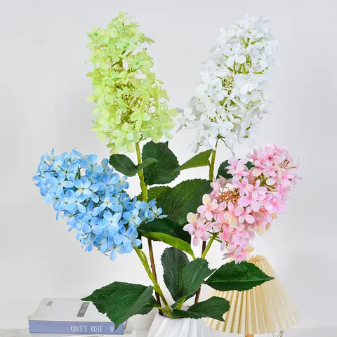 Artificial Hydrangea Stem Large Macaron Tower Hydrangea Fake Silk Flower For Wedding Home Party Decoration Garden Floral Decor