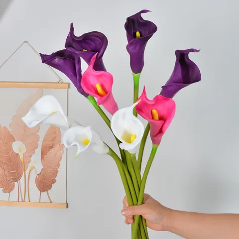 Echter Touch PU Künstliche Calla Lilie Lange Stiel Falsche Blume Für Hochzeit Zuhause Party Dekor Modern Botanische Florale Dekoration