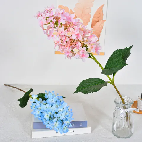 Artificial Hydrangea Stem Large Macaron Tower Hydrangea Fake Silk Flower For Wedding Home Party Decoration Garden Floral Decor