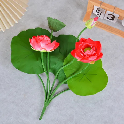 7-Kopf Großer Künstlicher Lotus Blume Simulation Grün Pflanze Seidentuch Lotus Strauß Für Haus Büro Tempel Zen Blumendekoration