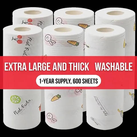 Kitchen Disposable Lazy Rag Printed Cleaning Cloth Washable Oil Absorbing Non-woven Paper Dish Towel For Home Household Cleaning