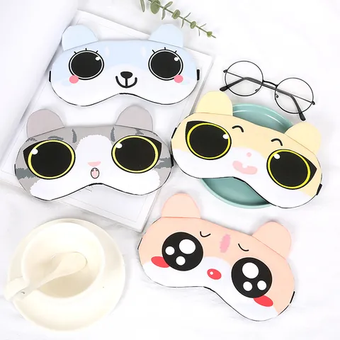 Cartoon Animal Sleep Eye Mask Cold Hot Compress Gel Detachable Polyester PVC Eye Mask Shading Fatigue Relief Travel Home