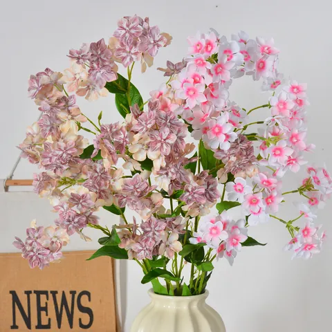 Long Branch Artificial Snow Orchid Hydrangea Silk Flower Bouquet Modern Minimalist Home Living Room Decor Wedding Photo Prop Fake Floral Stem