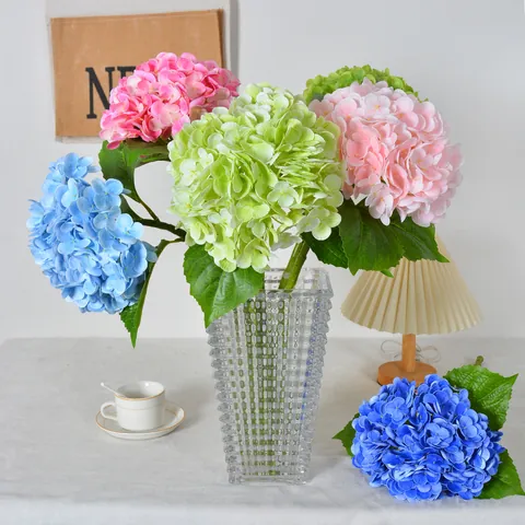 Large Artificial Hydrangea Flower 3D Printed Real Touch Moist Feel Fake Flower For Wedding Hotel Home Decoration Flower Branch