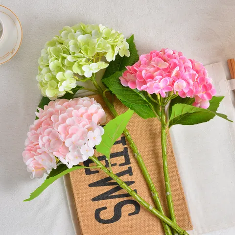 Large Artificial Hydrangea Flower 3D Printed Real Touch Moist Feel Fake Flower For Wedding Hotel Home Decoration Flower Branch