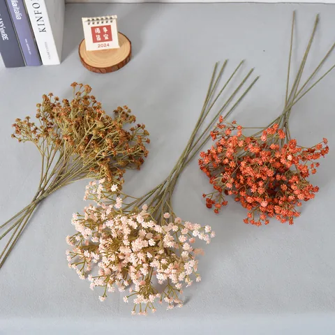 Color Otoñal Vintage Gipsófila Artificial Caucho Blando Baby's Breath Para Decoración de Bodas en el Hogar Atrezzo Fotografía