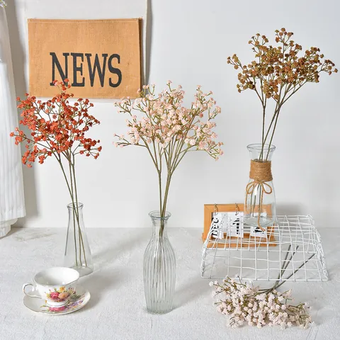 Color Otoñal Vintage Gipsófila Artificial Caucho Blando Baby's Breath Para Decoración de Bodas en el Hogar Atrezzo Fotografía
