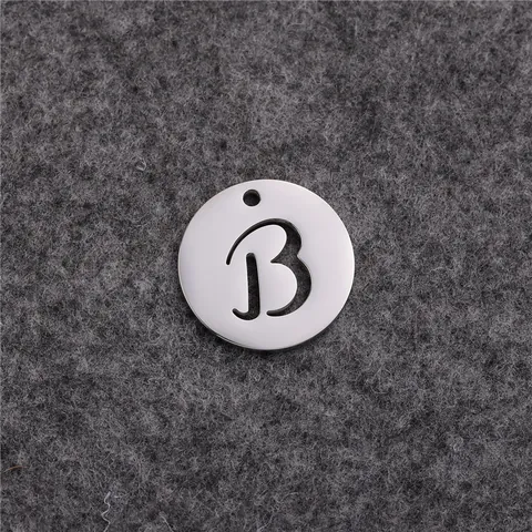 Pendentif Seul (Sans Chaîne) Minimaliste en Acier au Titane Avec Lettre Initiale Creuse Charme Disque Alphabet pour Création Bijoux