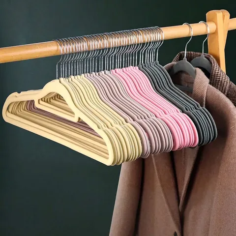Non-Slip Velvet Hangers Seamless Design Space Saving Clothes Hangers For Wardrobe Organization Closet Storage Household Use