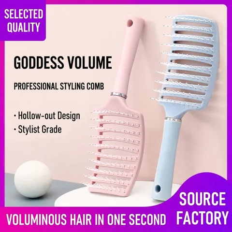 Professional Curved Vent Brush Hollow Out Hair Detangling Brush With Ball Tipped Bristles For Scalp Massage Styling Women Men Hair Comb