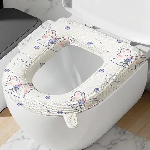 Waterproof EVA Toilet Seat Cover Cartoon Printed Universal Washable Seat Cushion With Handle Bathroom Accessories