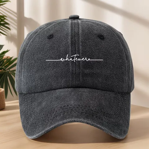 Cappellino da Baseball Lavato Retro per Uomo Donna con Stampa Lettere Whatever Cappello Dad Distressed Regolabile Parasole Sportivo Esterno