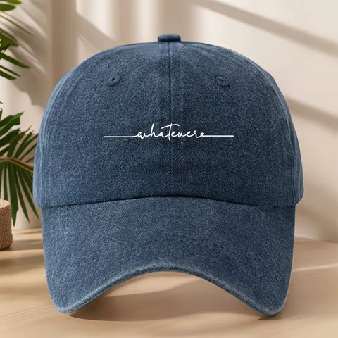 Cappellino da Baseball Lavato Retro per Uomo Donna con Stampa Lettere Whatever Cappello Dad Distressed Regolabile Parasole Sportivo Esterno