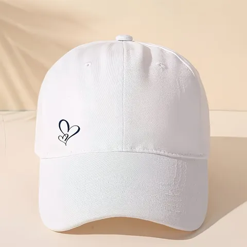 Herz Bestickte Baseballkappe Für Damen Herren Polyester Lässig Sonnenschutz Sonnenschirm Gebogene Krempe Atmungsaktive Trucker Hut