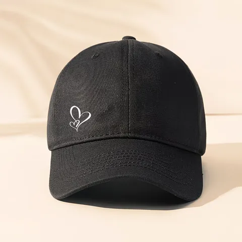 Herz Bestickte Baseballkappe Für Damen Herren Polyester Lässig Sonnenschutz Sonnenschirm Gebogene Krempe Atmungsaktive Trucker Hut