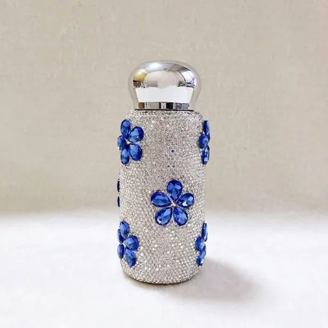 Luxus 304 Edelstahl Strass Thermoskanne Mit Kristall Blume Tragbare Tasche Tasse Girly Ins Stil Isolierte Wasserflasche Für Geschenk Büro Auto