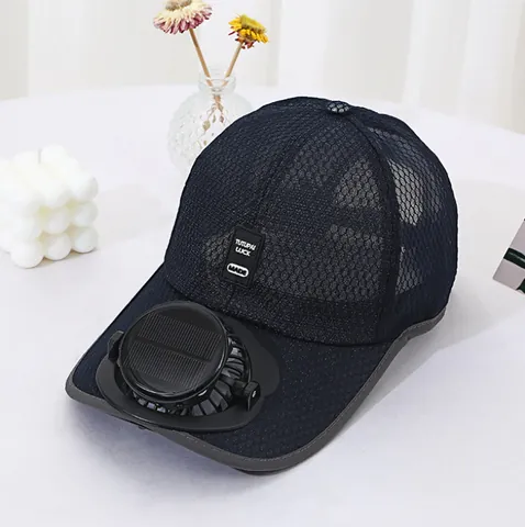 Adult Summer Solar Powered Fan Hat Breathable Mesh Baseball Cap Sun Protection Outdoor Adjustable Cooling Hat For Men Women