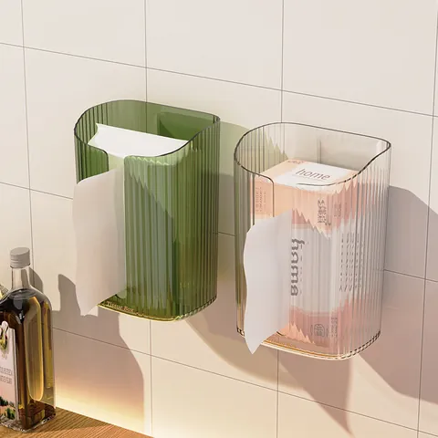 Scatola per Fazzoletti in PET a Muro Dispenser Asciugamani in Carta Trasparente a Coste per Bagno Cucina Organizer di Lusso