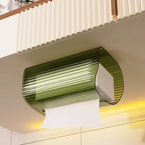 Scatola per Fazzoletti in PET a Muro Dispenser Asciugamani in Carta Trasparente a Coste per Bagno Cucina Organizer di Lusso