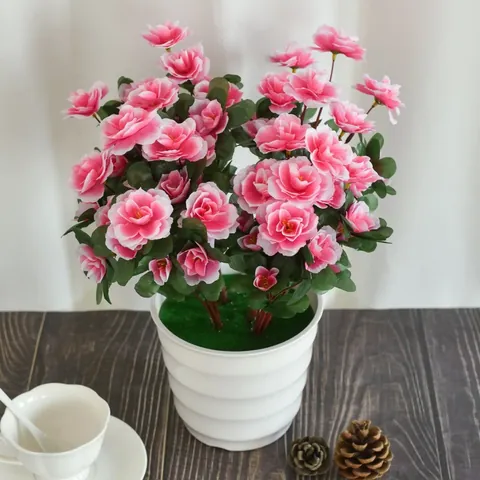 Artificial Rhododendron Azalea Branches Silk Fabric Fake Cuckoo Flowers For Garden Home Wedding Outdoor Landscape Scene Decoration