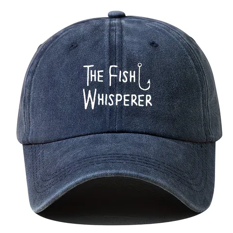 Washed Retro Baseball Cap Fish Whisperer Fishing Graphic Hat Outdoor Travel Sunshade Adjustable Polyester Dad Hat
