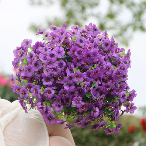 Realistisches Künstliches Stiefmütterchen Bouquet Seide Kunststoff Kunstblumen Für Außen Garten Hof Haus Büro Hochzeit Tischdeko Lebendige Blumenarrangement