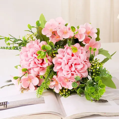 Artificial Silk Flower Bouquet Realistic Ping Pong Chrysanthemum Butterfly Ball Faux Flowers For Home Wedding Decor Photography Props