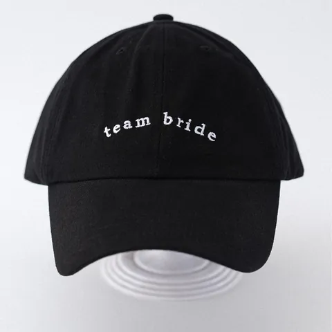 Minimalist Black Polyester Baseball Cap Team Bride Letter Embroidery Sun Protection Hat For Women Wedding Bachelorette Party