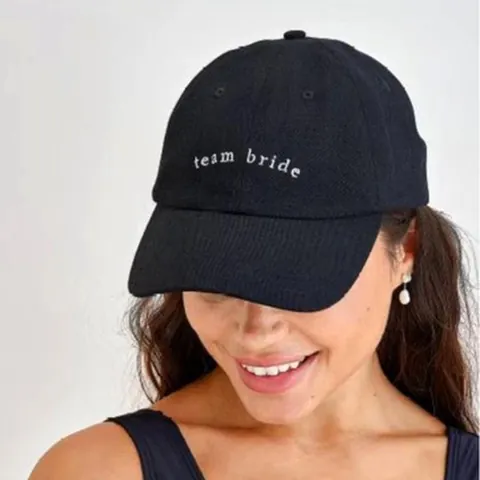 Minimalist Black Polyester Baseball Cap Team Bride Letter Embroidery Sun Protection Hat For Women Wedding Bachelorette Party