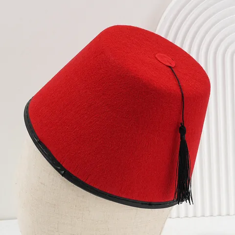 Gorro Fez Unisex Con Borla Estilo Turco Vintage Gorro De Fiesta Fieltro Liso Tocado Para Festival Regalo De Novedad