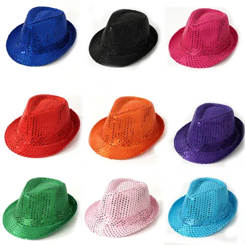 Pailletten Britischer Stil Jazz Hut Herz Top Gekniffene Krone Fedora Für Herren Damen Geburtstag Party Performance Kostüm Zubehör