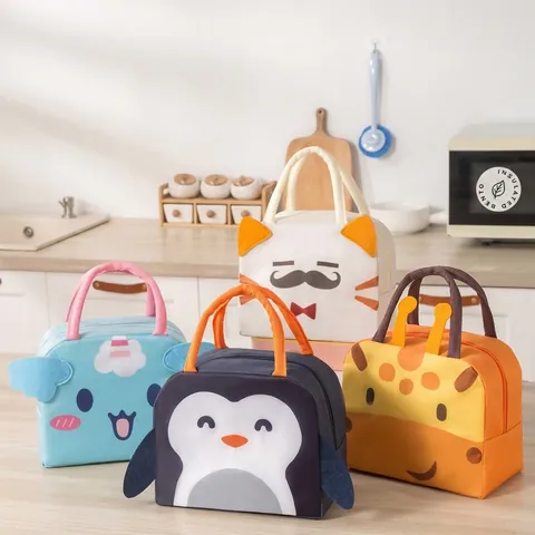 Cartoon Tier Isolierte Lunch Tasche Tragbare Oxford Tuch Thermische Bento Tasche Für Büro Schule Picknick Outdoor Reise Lebensmittelträger